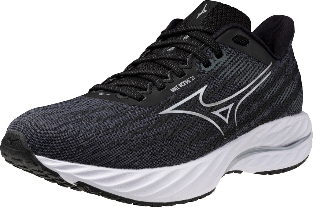 Mizuno Women's Wave Inspire 21 Wide Fit (D) Running Shoes - Black