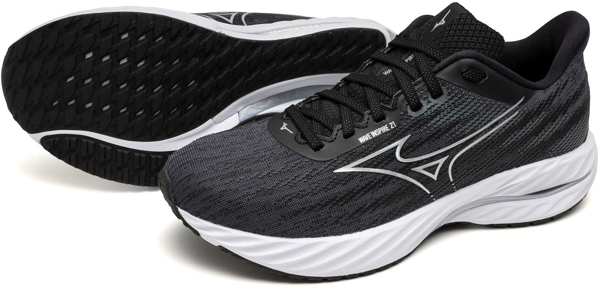 Mizuno Women's Wave Inspire 21 Wide Fit (D) Running Shoes - Black