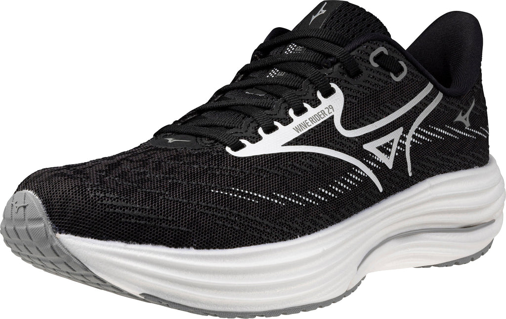 Mizuno Women's Wave Rider 29 Wide Fit (D) Running Shoes - Black