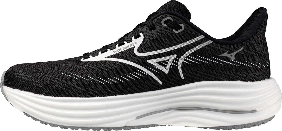 Mizuno Women's Wave Rider 29 Wide Fit (D) Running Shoes - Black