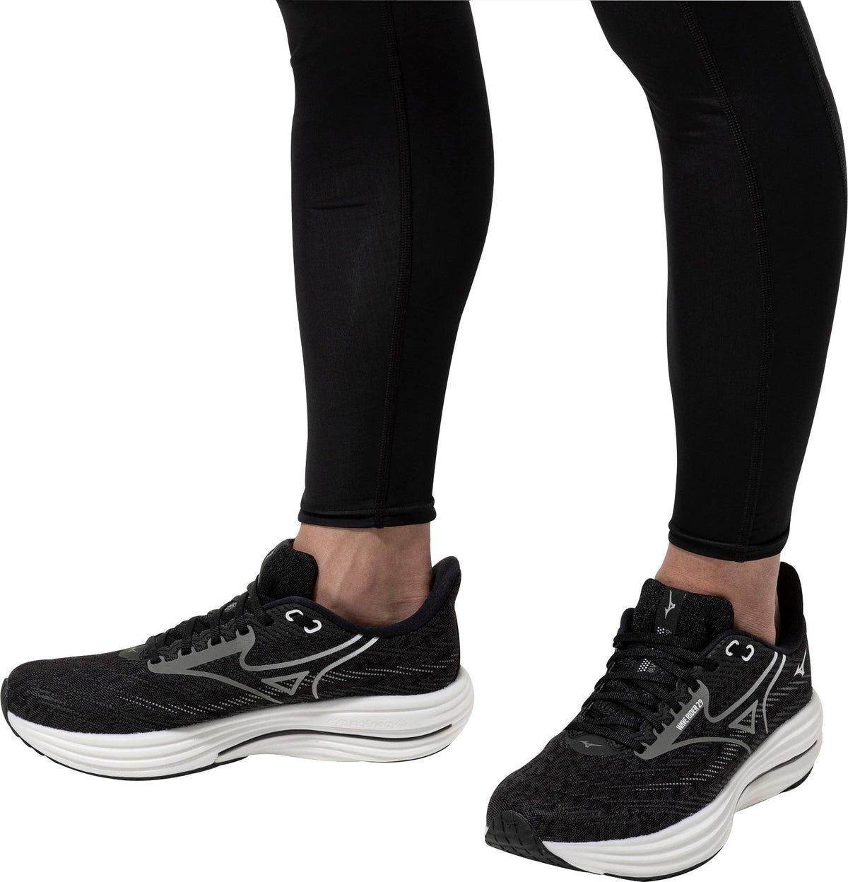 Mizuno Men's Wave Rider 29 Wide Fit (2E) Running Shoes - Black