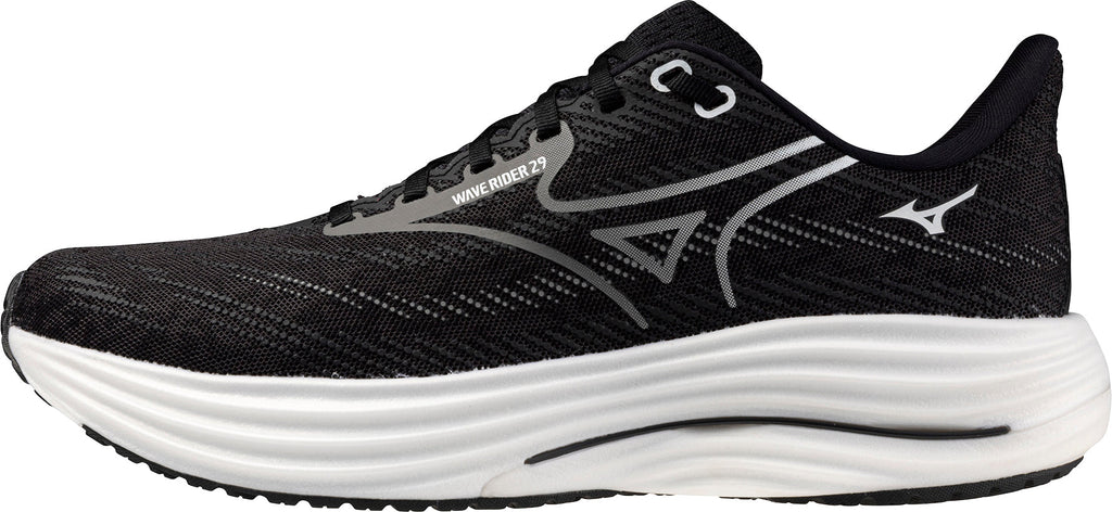 Mizuno Men's Wave Rider 29 Wide Fit (2E) Running Shoes - Black