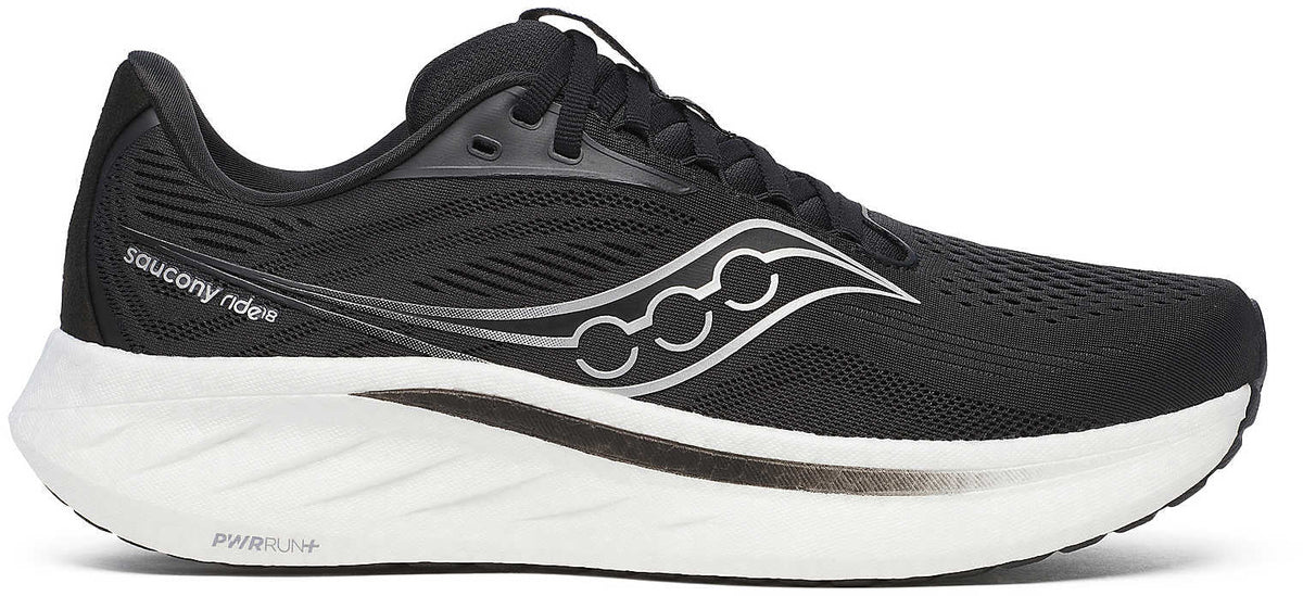 Saucony Men's Ride 18 Wide Fit Running Shoes - Black
