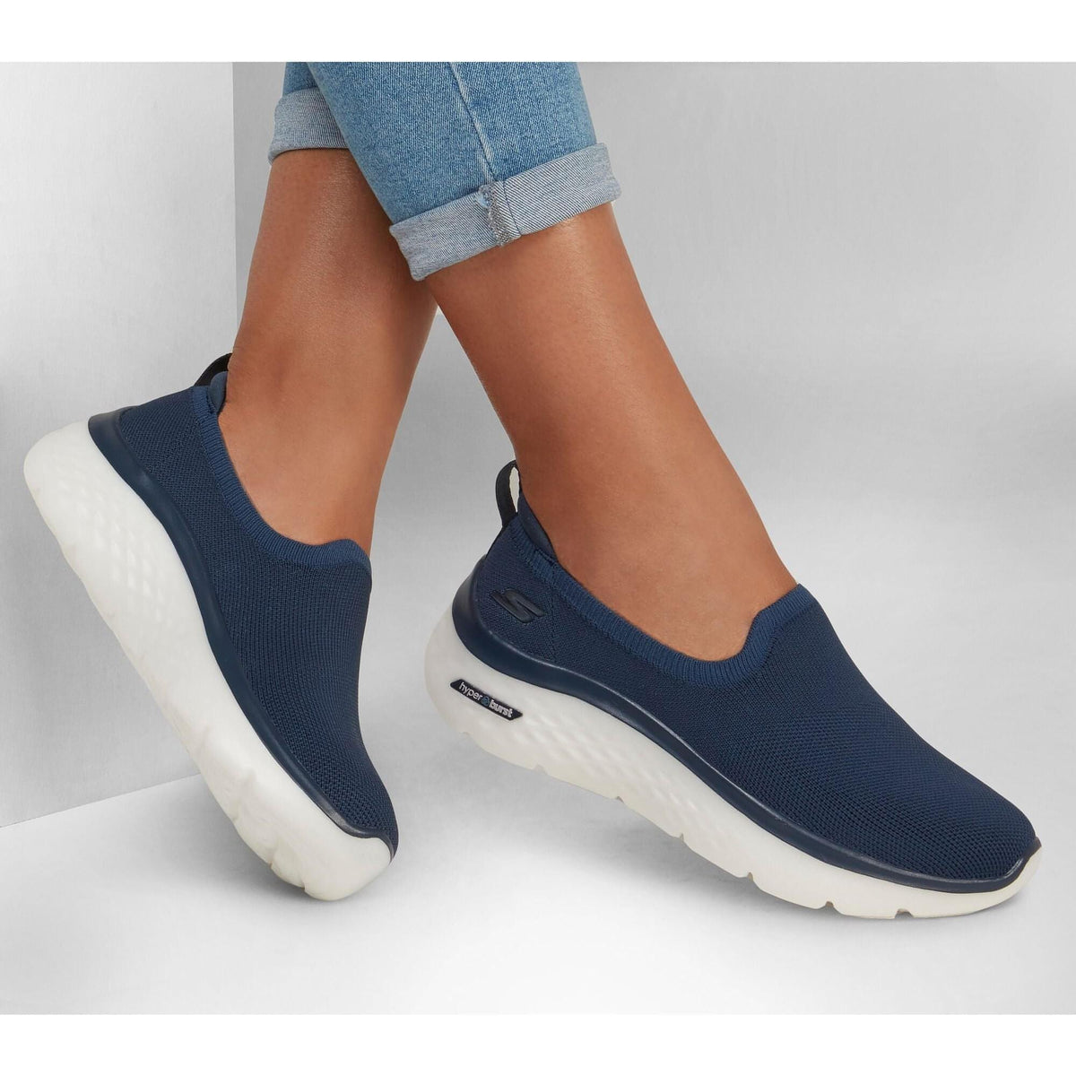Skechers Women's GoWalk Hyper Burst Slip On Walking Shoes - Navy