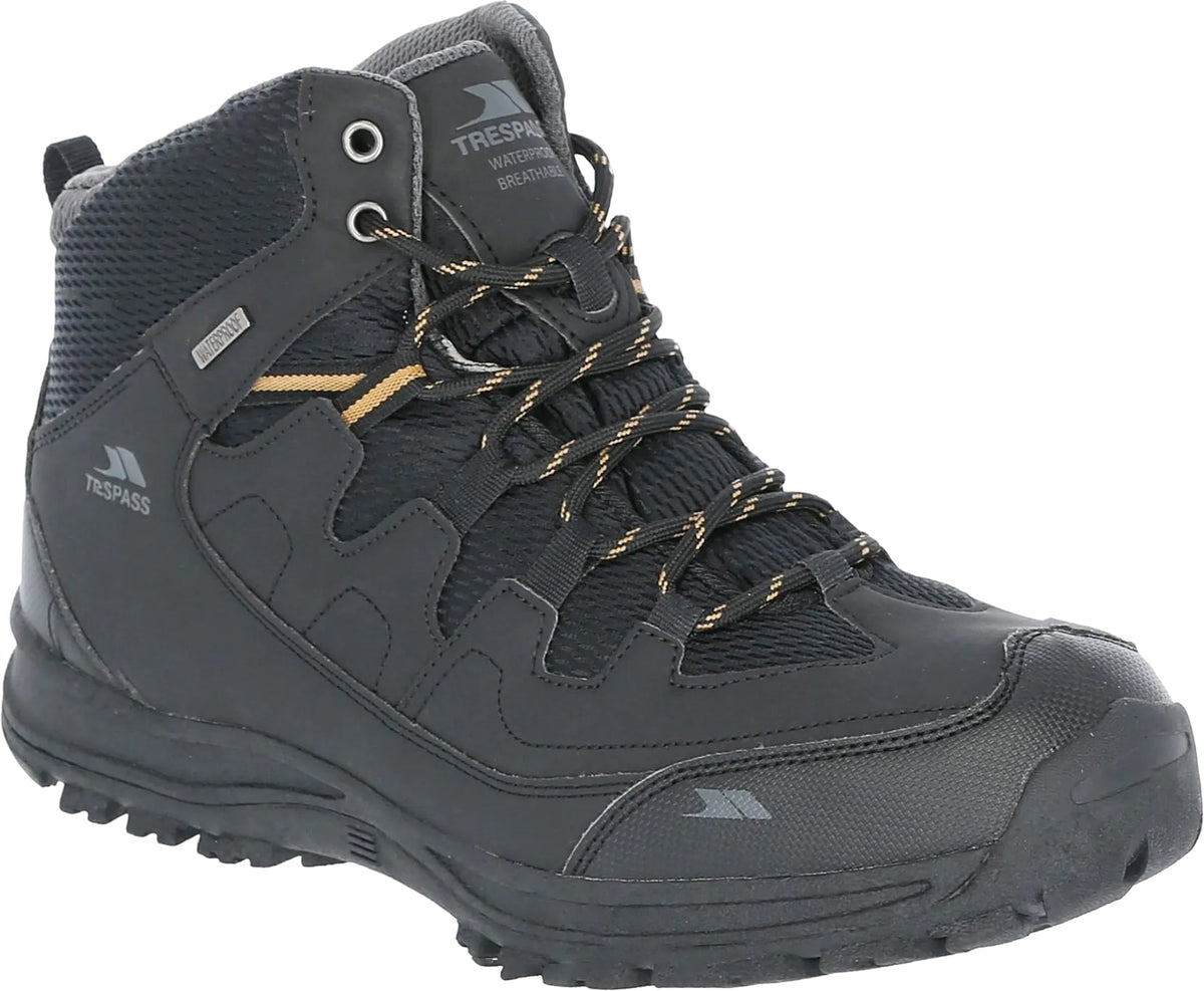 Trespass Men's Finley Mid Waterproof Walking Boots - Black